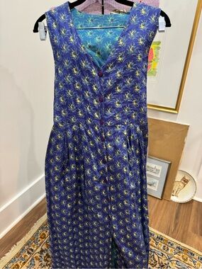 Vintage 90s April Cornell  Purple Floral Button-Front maxi Dress